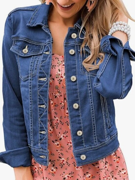 Jackets & Blazers - Women's Button Down Fitted Denim Jean Jacket